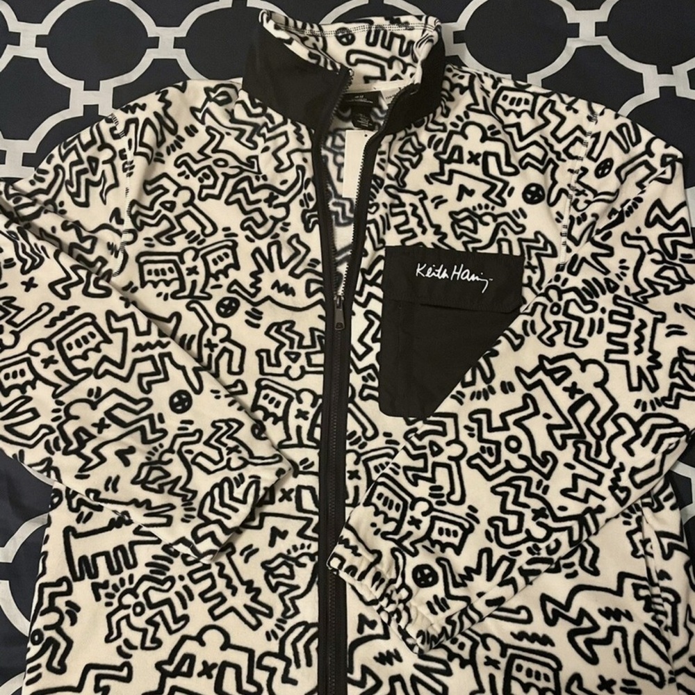 H&M Keith Haring Fleece Zip Up Jacket